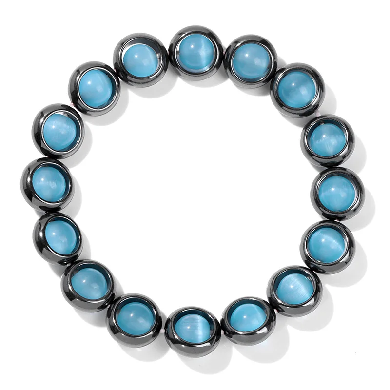 Модный трендовый энергетический каменный браслет кошачий глаз радужные