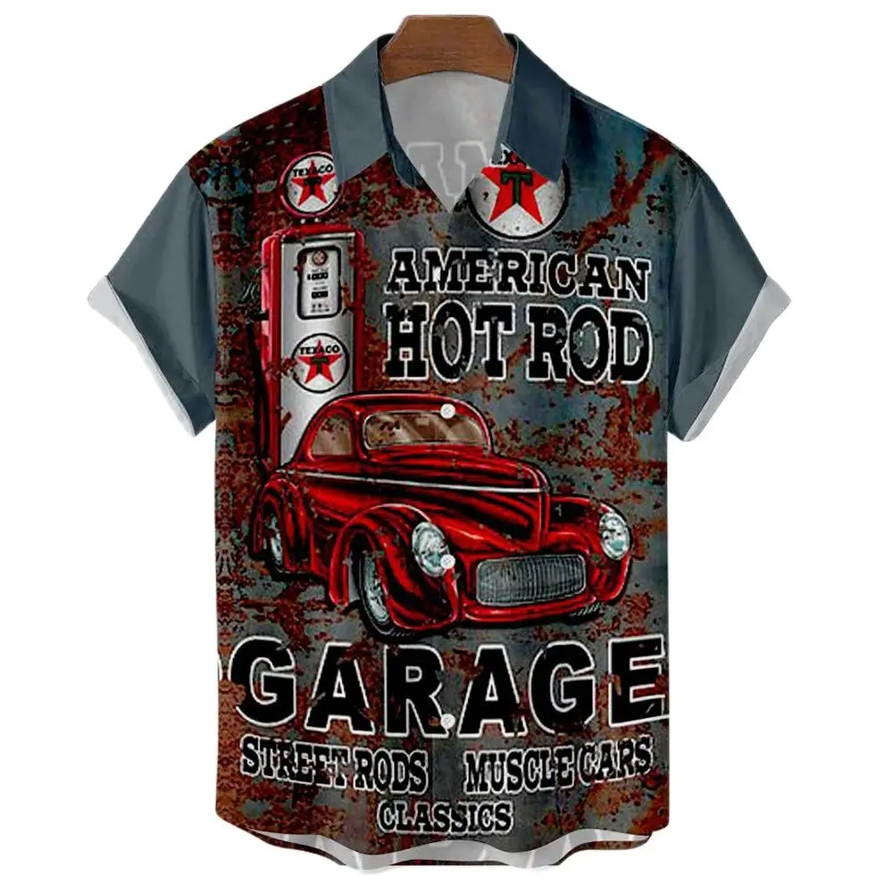 

Unisex Retro Car Beach Men's Hawaiian Shirts Loose Breathable Top 5xl Summer Shirts Men Eagle Coconut 3d Print Fashion Street