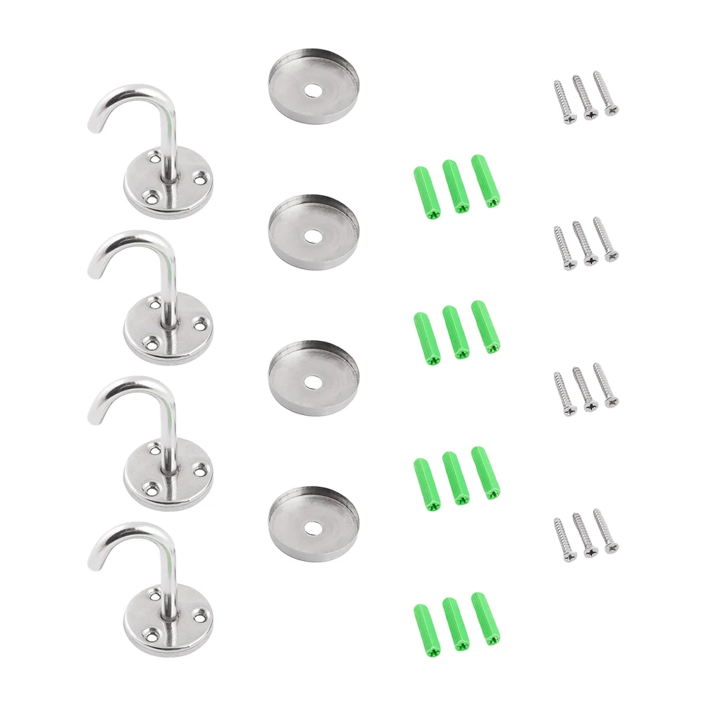 

4 Sets of Sturdy Cabinet Hooks Stainless Steel Wardrobe Ceiling Hooks for Home