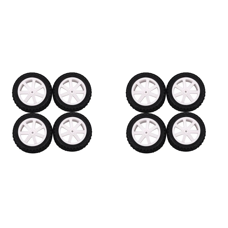 

8Pcs 1/10 RC Truck Rubber Tire Wheel Tyre Alloy Wheel Rims Replacement Tire For ZD Racing Buggy Crawler White