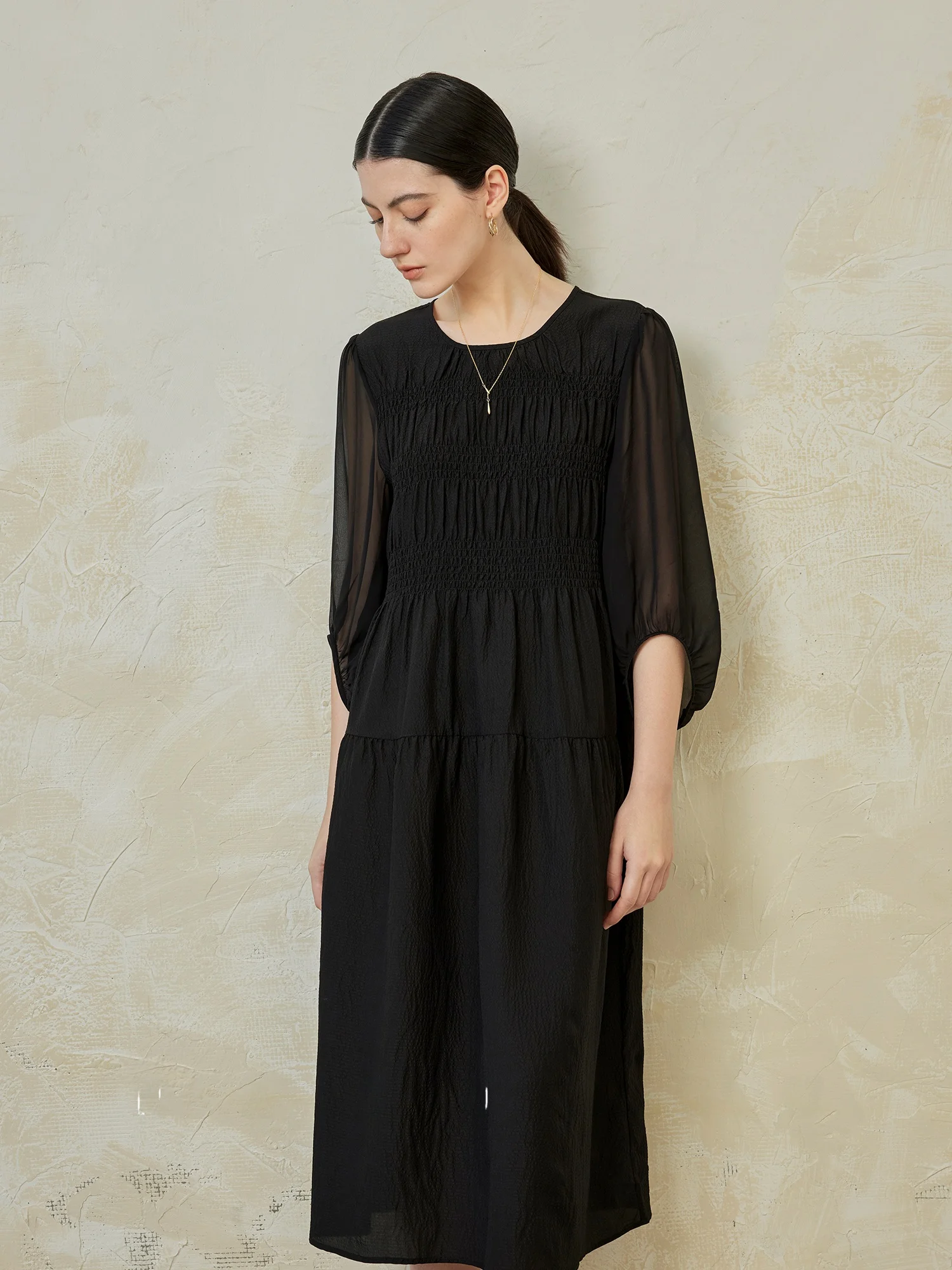 Тыквенная долина [Ночная продажа под луной] Горизонтальный креп 4 мм 00 Шелк +