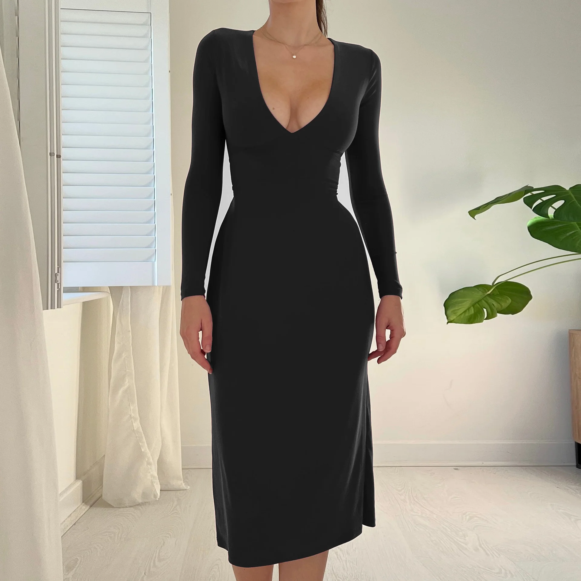 

2023elegant casual dress, Spring New Style Elegant Slim Fit Long Sleeve Waist Strap Dress Women's Style