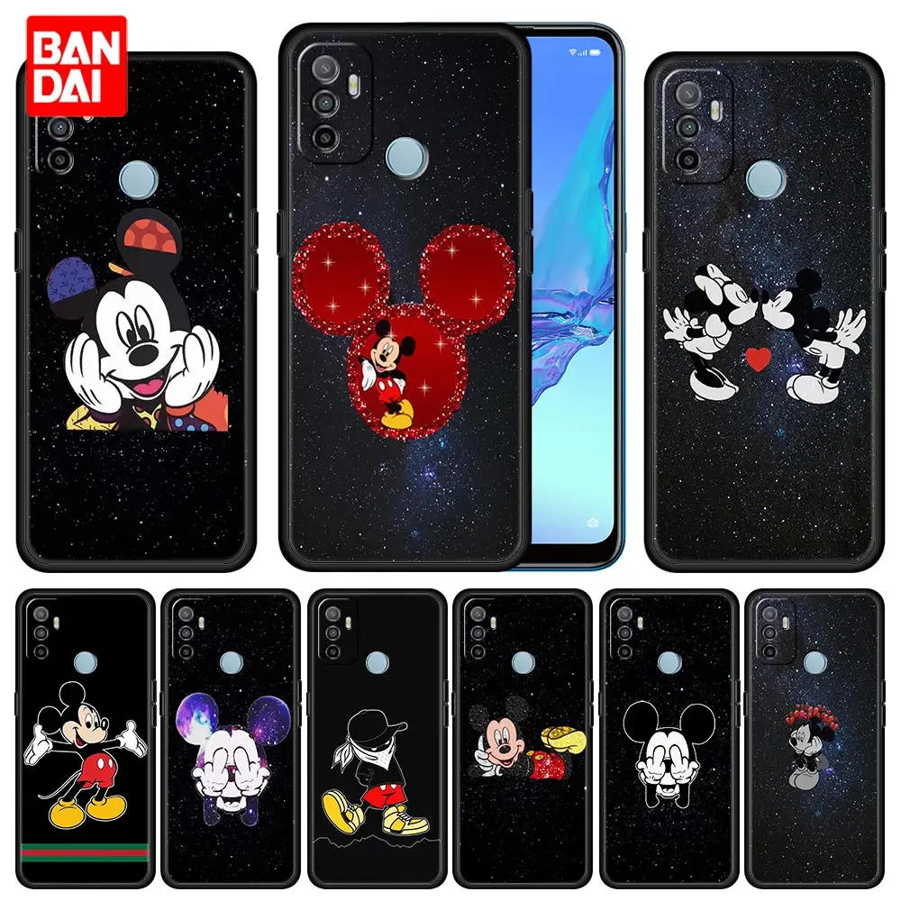 

Mickey Mouse Minnie Star Case for Oppo A53 A52 A3s A5s A9 A15 A31 A54 A74 A93 A94 F19 Pro 4G 2020 Capinha Black Cover Silicone