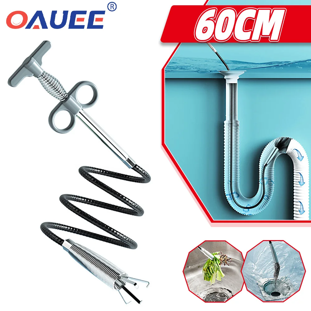 

60cm Spring Pipe Dredging Tools, Drain Snake, Drain Cleaner Sticks Clog Remover Cleaning Tools Household For Toilet Kitchen