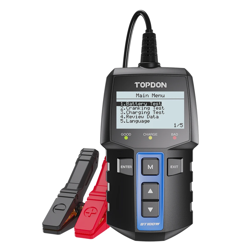 Фото TOPDON BT100 12 В 100-2000 CCA Автомобильный анализатор заряда и разряда аккумулятора Atuomotive, тестер здоровья №5