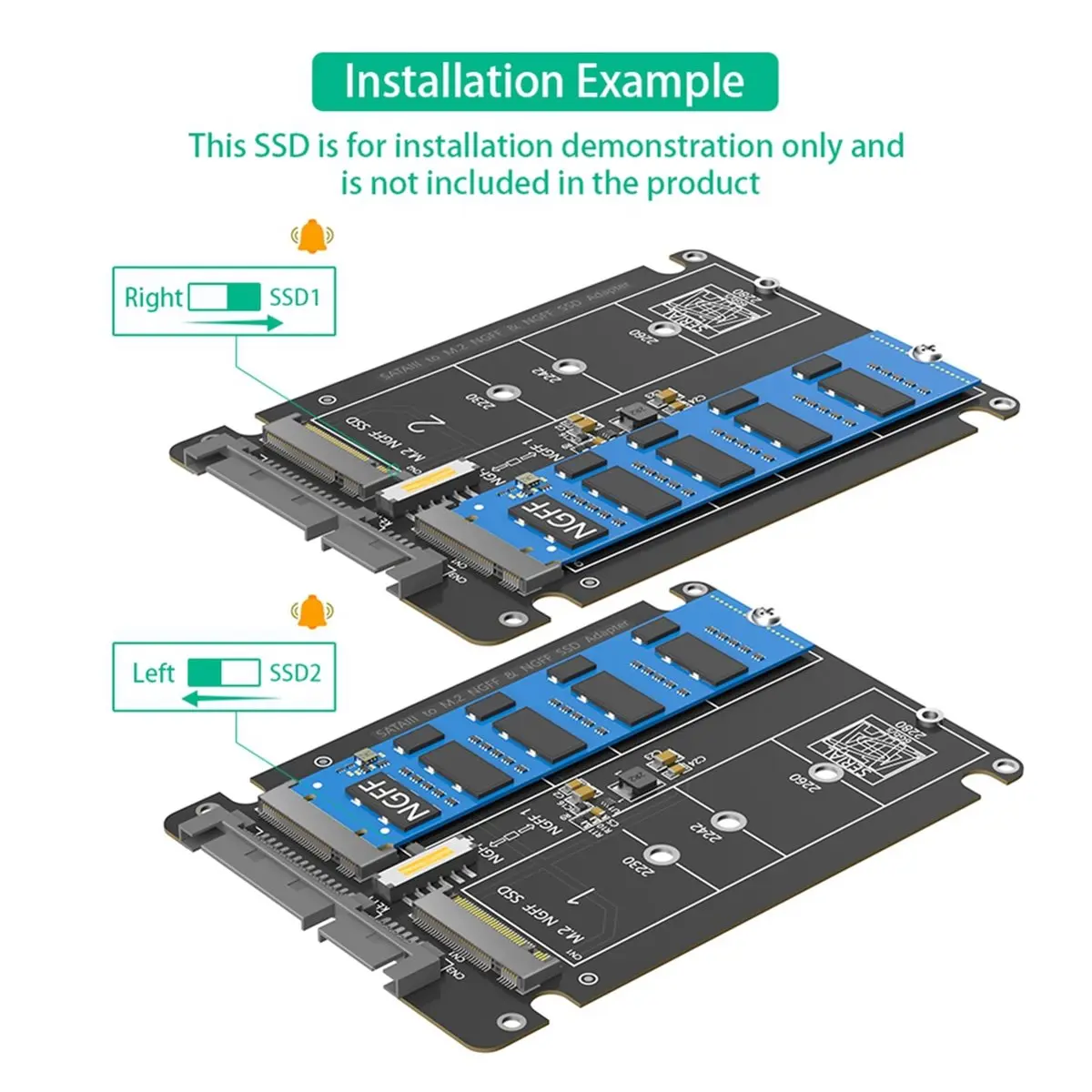 Карта-конвертер DTC6 Dual M.2 B Key SSD в 2.5 SATA3 с пластиковым корпусом для замены HDD в ноутбуках и настольных ПК (art.: 3920dbcc8a649) - 3920dbcc8a649