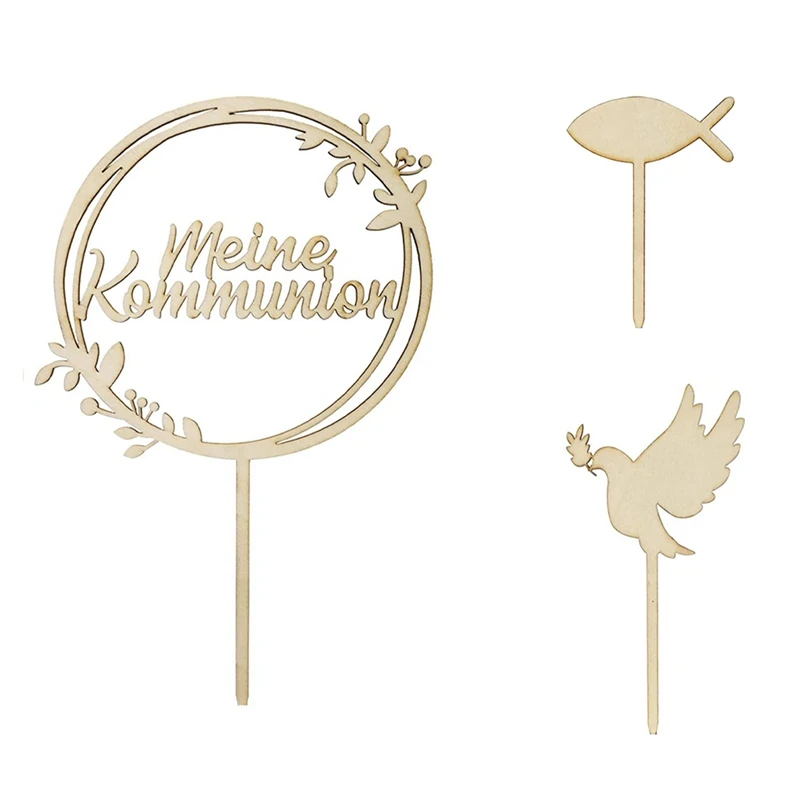 

1 Pack Of 3 Cake Toppers, My Confirmation, Natural Wood Cake Toppers, Communion, Personalised Cupcake Decoration