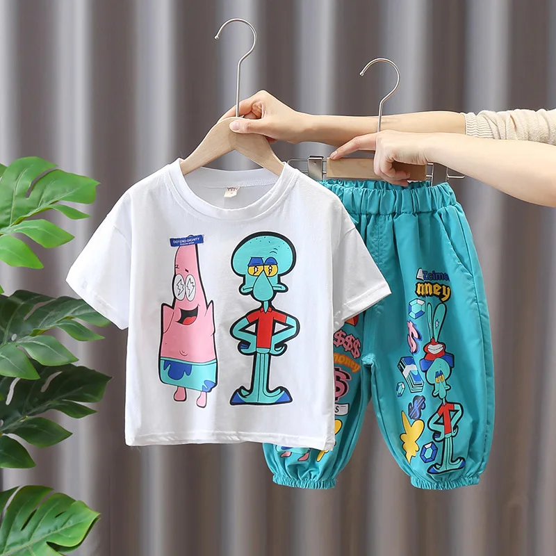 

2 шт., хлопковые топы и шорты для мальчиков 2-7 лет