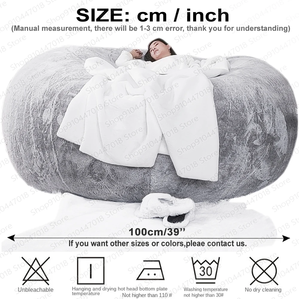 

180cm Giant Bean Bag Sofa Lazy Pouf No Filler Big Fluffy Beanbag Bed Puff Floor Seat Comfortable Divano Household Products
