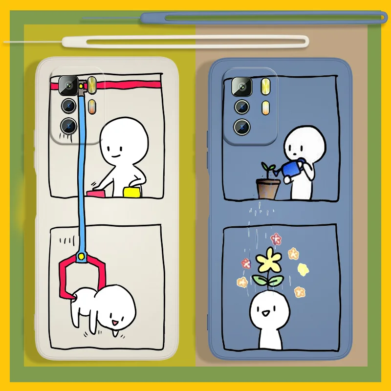 

Cute art painting For Xiaomi Redmi Note 11T 11 11S 10T 10 9T 9S 9 8T 8 7 6 5 Pro Liquid Rope Cover Funda Phone Case Capa