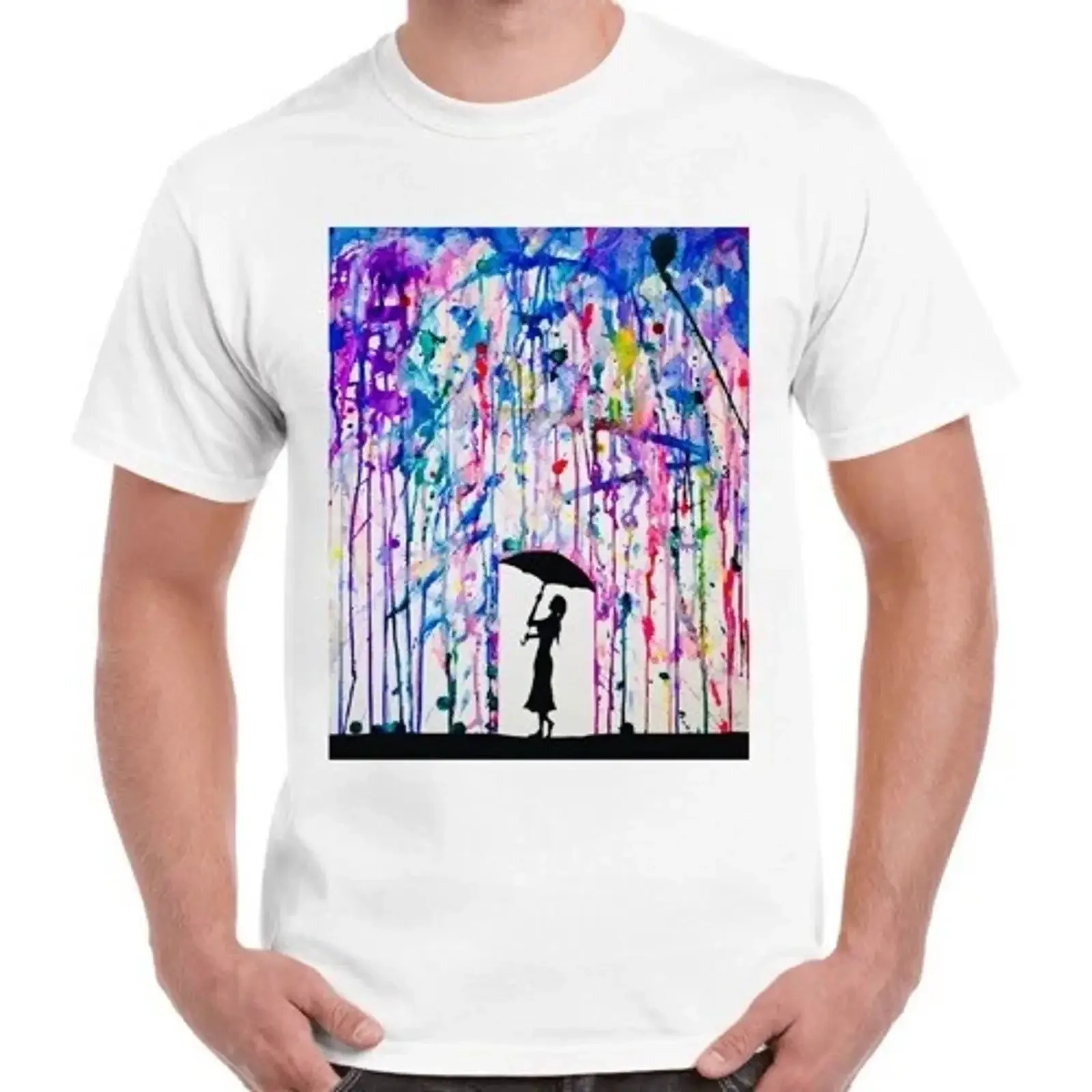 Фото Футболка Regenschirm Dame Regen Kunst cool lustig для мужчин и женщин, ретро, винтажная, с эффектом потертости, универсальная, с графическим принтом, удобная, 3004 №1