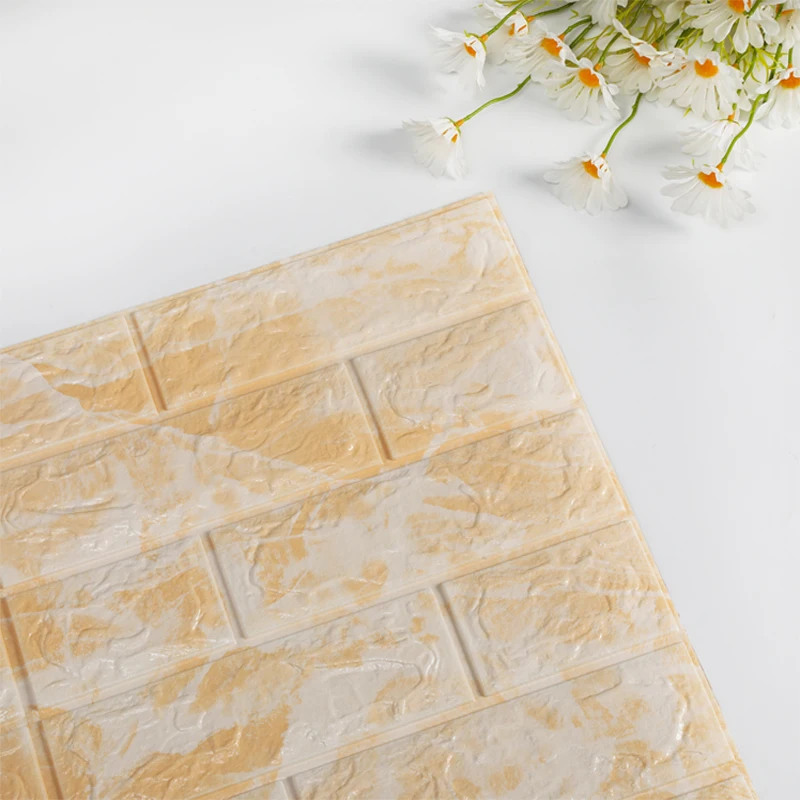 10pcs 70x77cm 3d wall sticker panels imitation brick self adhesive wallpaper kitchen bedroom home decor living room decoration free global shipping