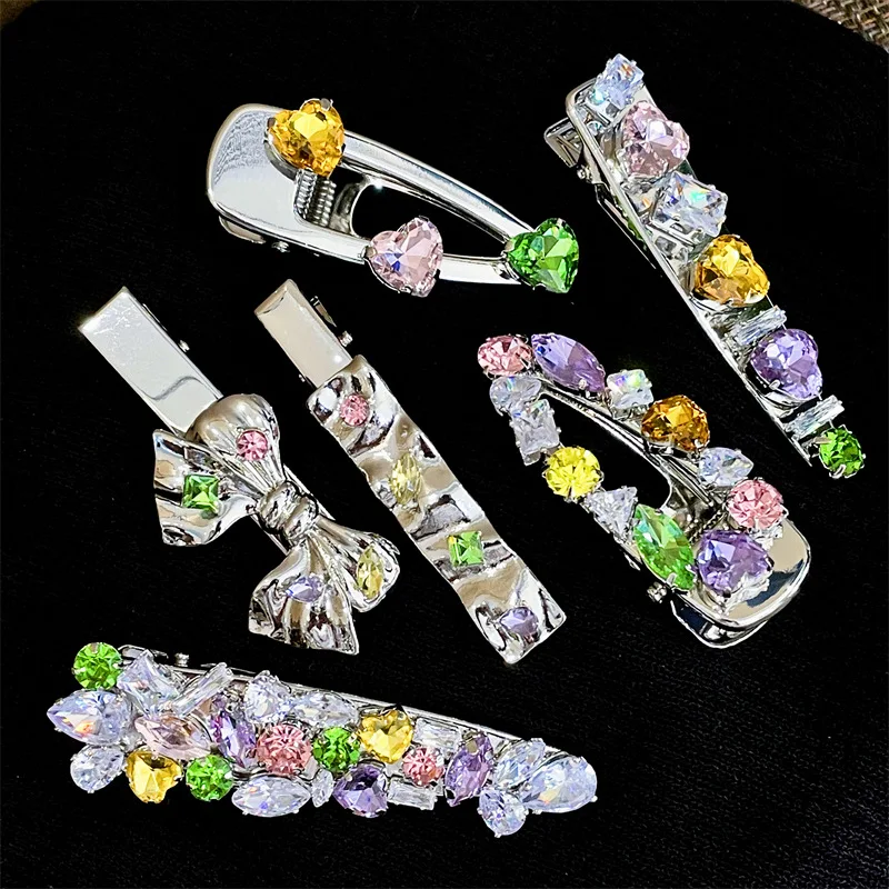Ful Rhinestone Zircon Broken Hair Duck Mouth Clip For Women 
