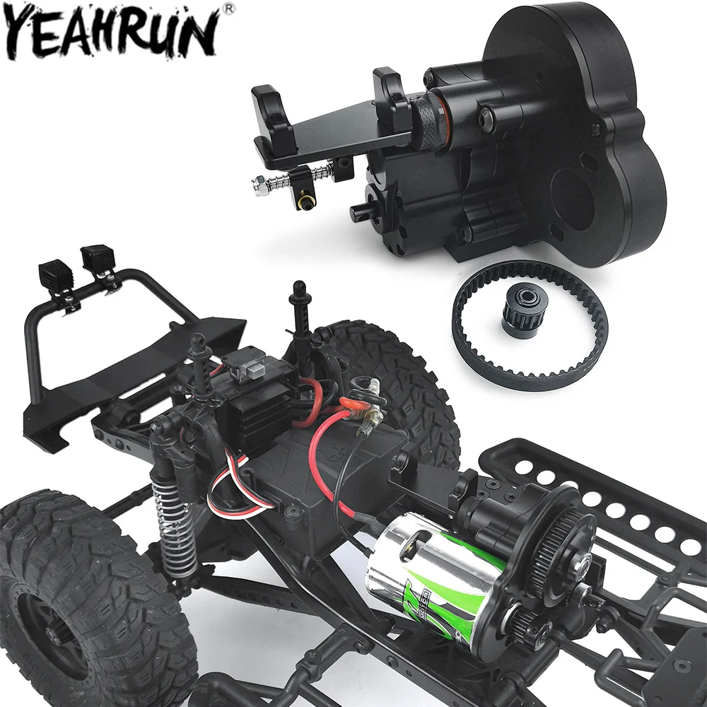 

YEAHRUN Reverse Gearbox with Transmission Belt 2 Speeds for 1/10 RC Crawler Car Axial SCX10 Wrangler Wraith 90048 Upgrade Parts
