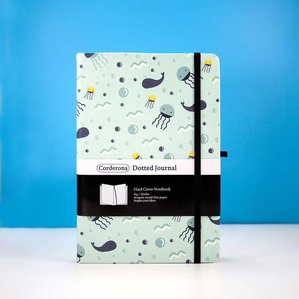 Under The Sea Bullet Dotted Journal A5 160gsm Thick Paper Elastic Band Hard Cover Notebook