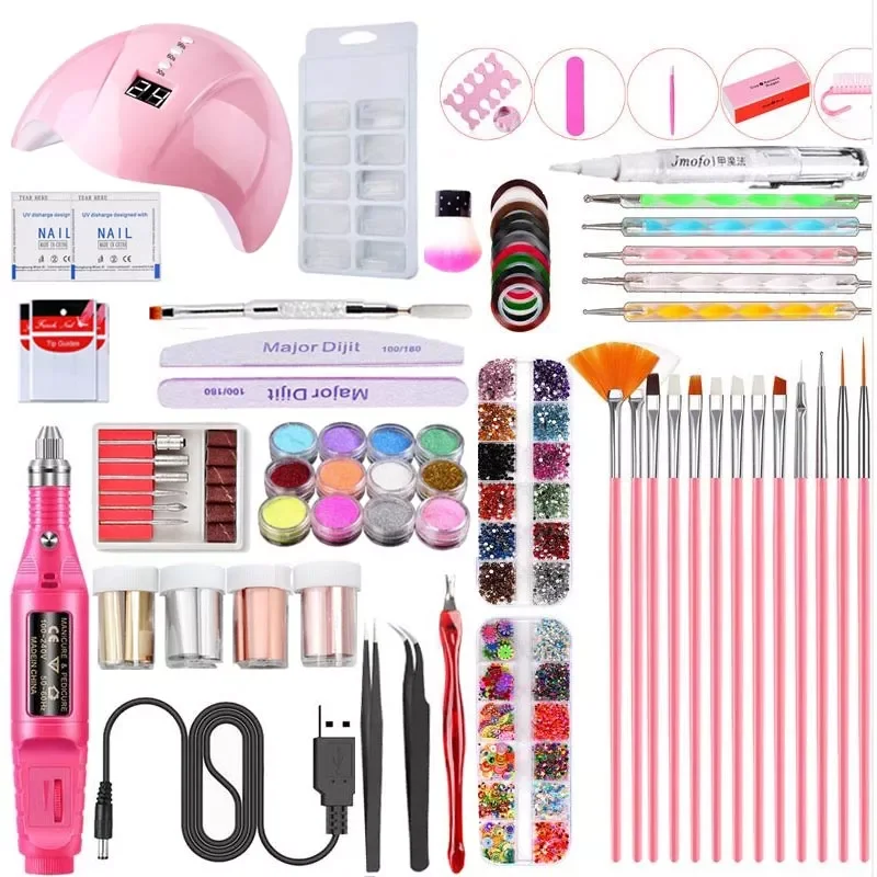 Nail Set for Manicure Kit Gel Nail Set with Nail Drill Machine 36W Nail Lamp Nail Art Tools Set