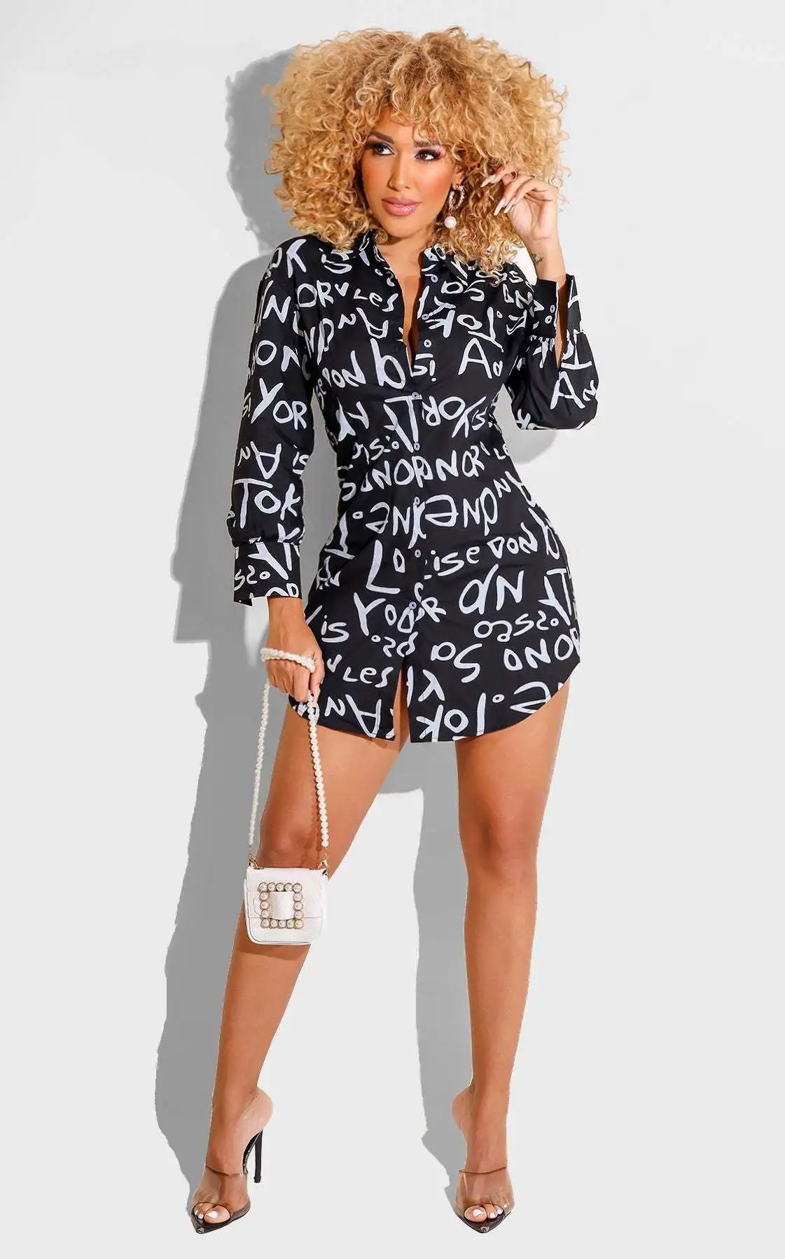 

2022Spring And Summer New Women's Shirts Fashion Lapel Single-Breasted Long-sleeved Letter Printing Casual Shirts Cardigan Women