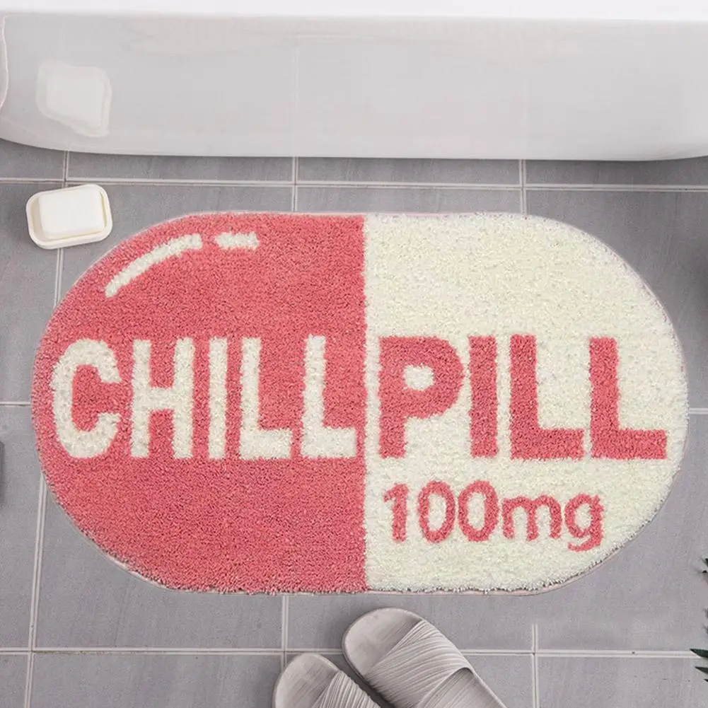 

Funny Cute Chill Bath Mat Small Pink Bathroom Preppy Aesthetic Bathroom Bath Rug Decor Rugs Q5d4