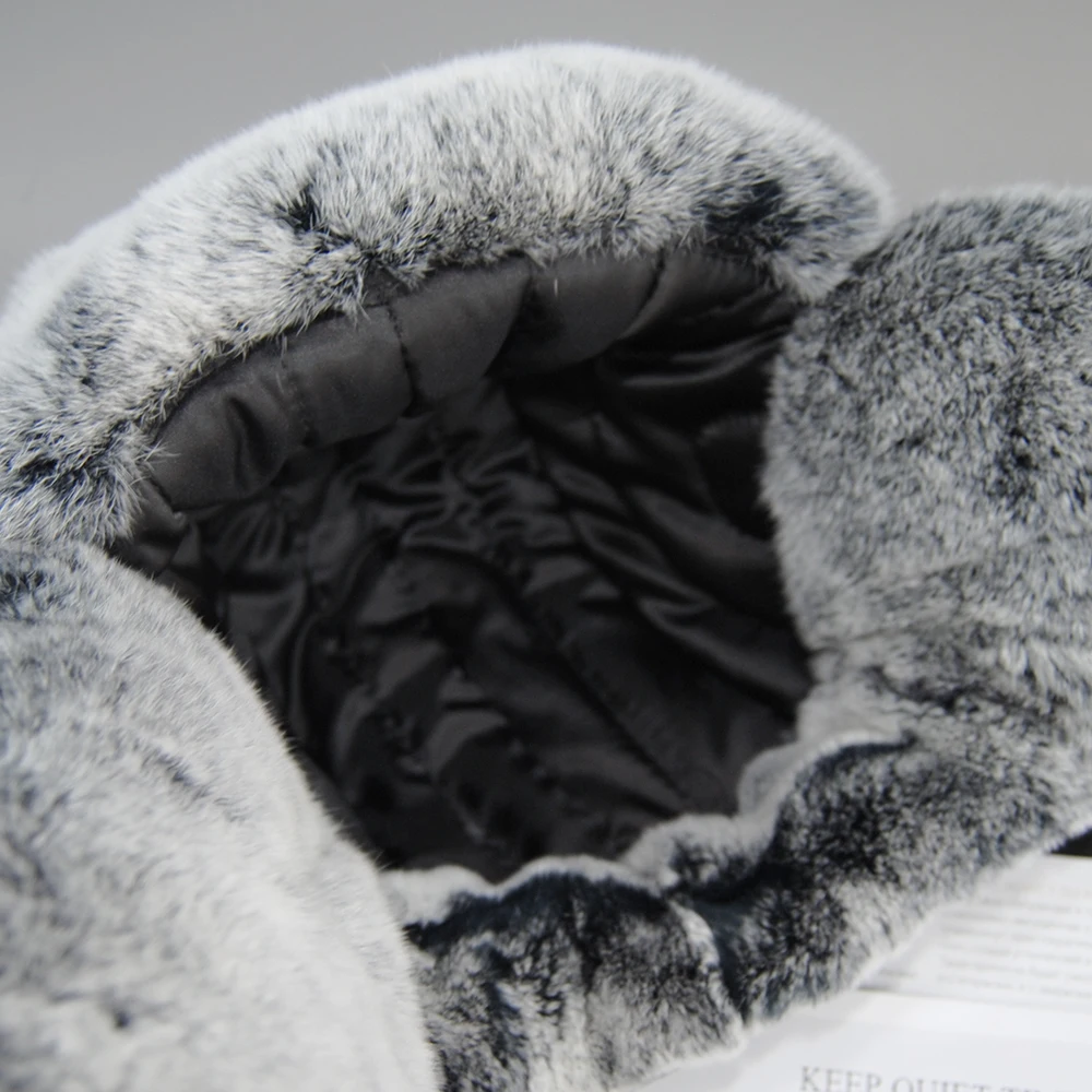 Лидер продаж унисекс шапка-бомбер из натурального меха кролика рекс шапка-ушанка