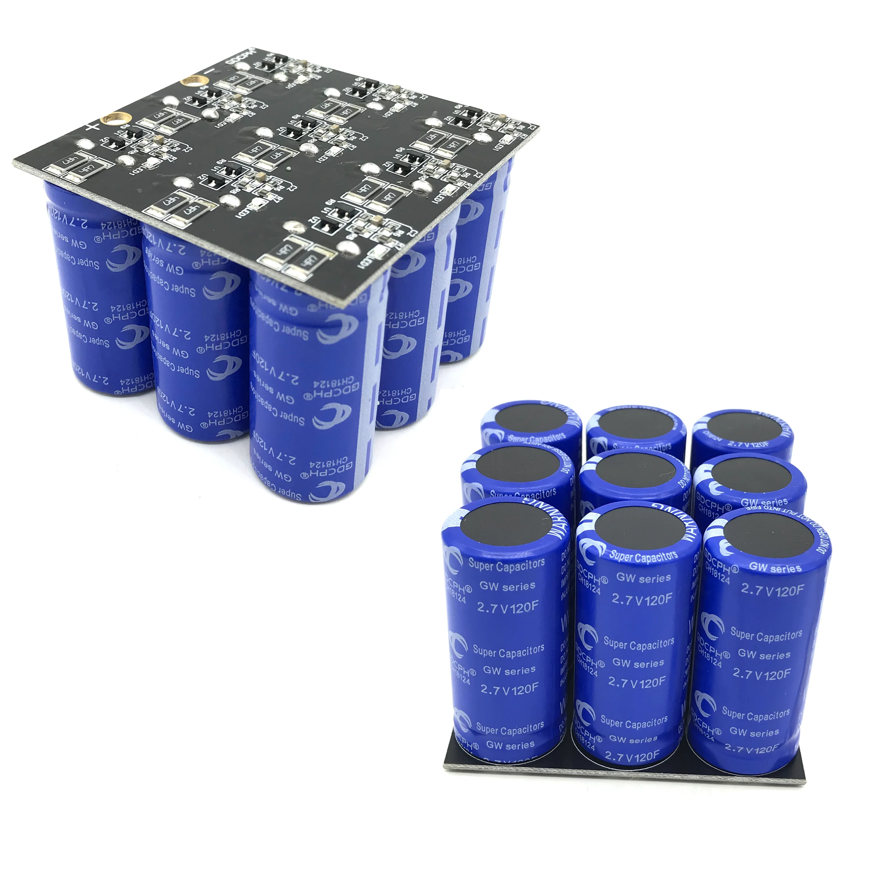 Super Capacitors Farad Capacitor Modules 24V 13F SuperCapacitors With Protection Board Horn Type UltraCapacitor 9PCS 2.7V 120F