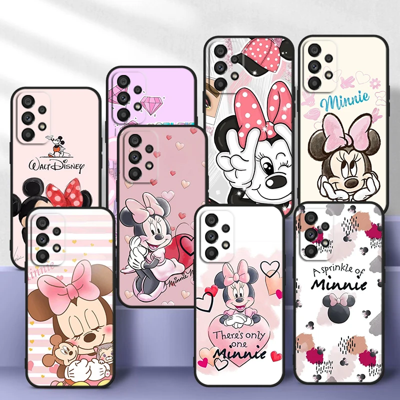 

Pink Mickey Mouse For Samsung A81 A91 A73 A52S A72 A71 A52 A51 A12 A21S A01 4G 5G Silicone Soft Black Phone Case