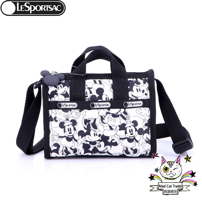 

Kawaii Disney Mickey Anime Cartoon Lesportsac Flower Cloth Bag Mini Bag Women Shoulder Bag Messenger Bag