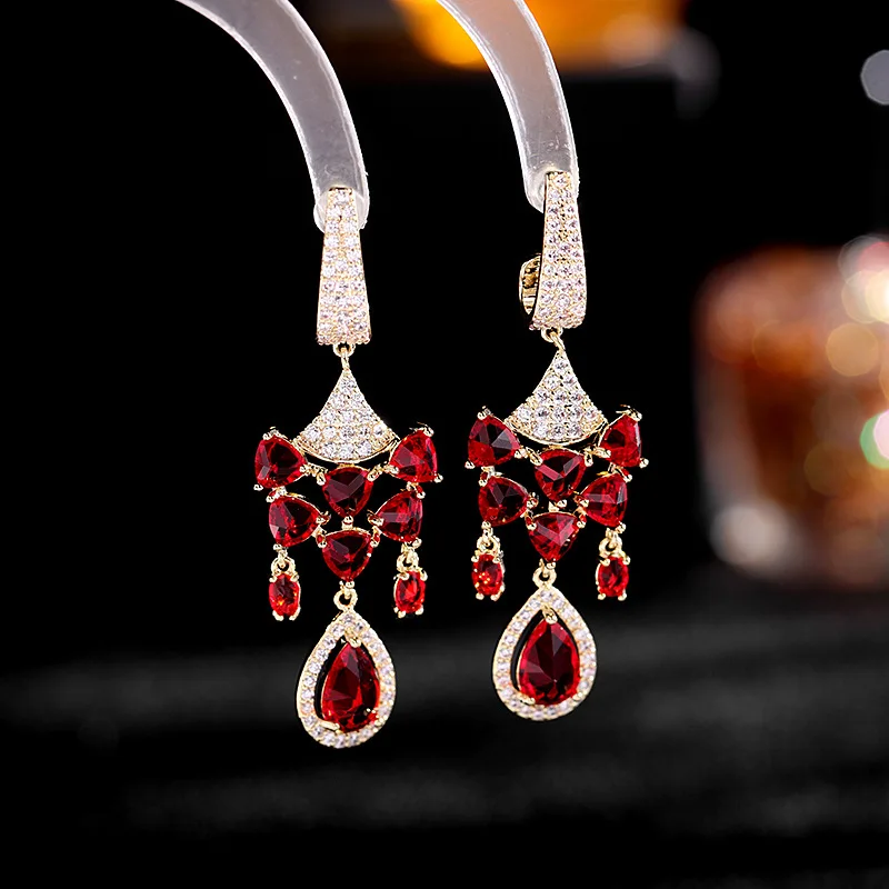 

Серьги в стиле ретро дворцового стиля женские цветные кубические циркониевые новые богемные серьги с кисточками из серебра 925 пробы геометрические серьги-иглы для женщин