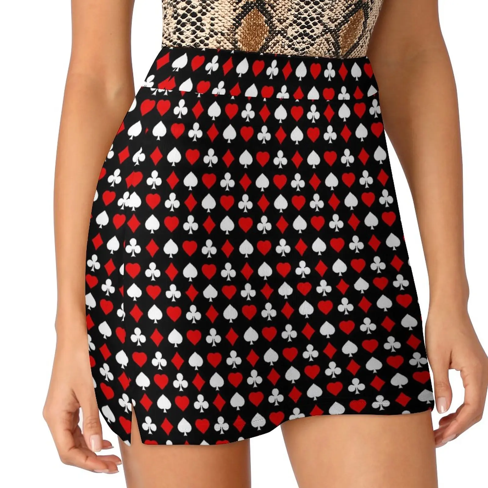 

Poker Cards Skirt Women Playing Card Suits Vintage Mini Skirts High-waisted Design Y2K Casual Skirt Big Size