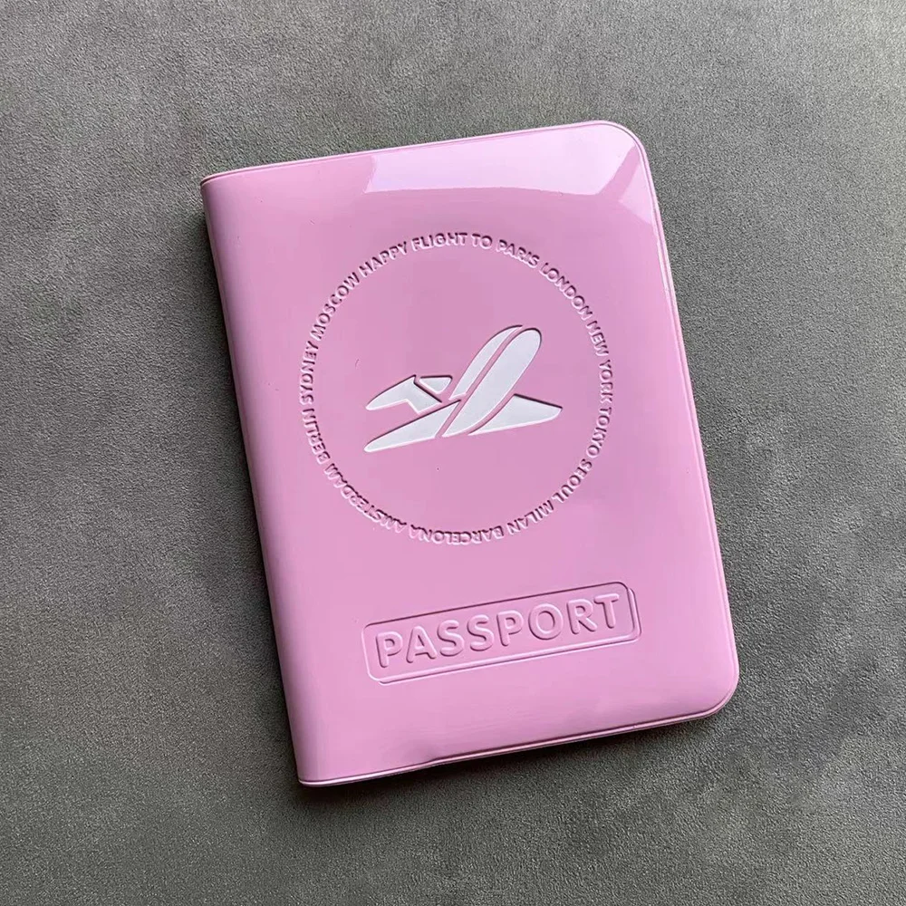 Travel Accessories Airplane Passport Cover for Women Pink 3D Design PVC Travel Passport Holder