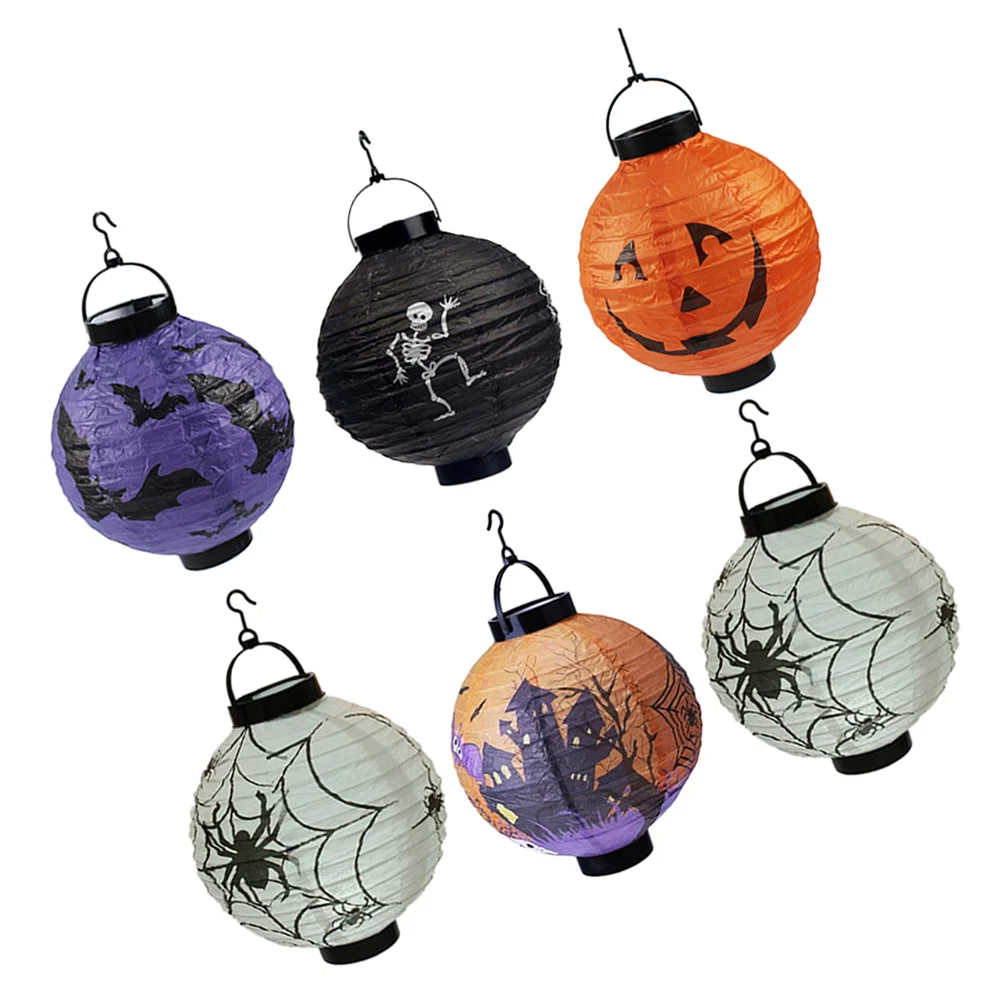 

6pcs Glowing Paper Mixed Lantern Hanging Lantern for Haunted House