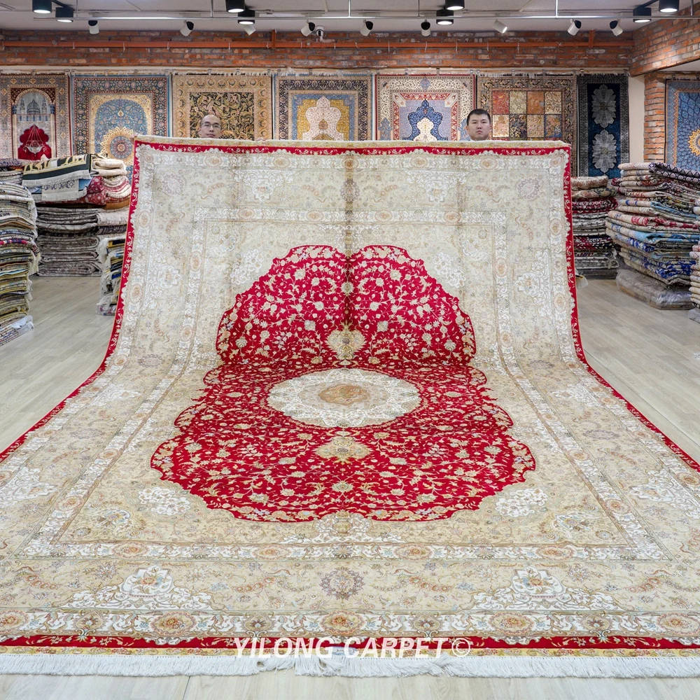 10x14 Handmade Turkey Large Silk Rug Red Medallion Luxury Exquisite Carpet (TJ492A)