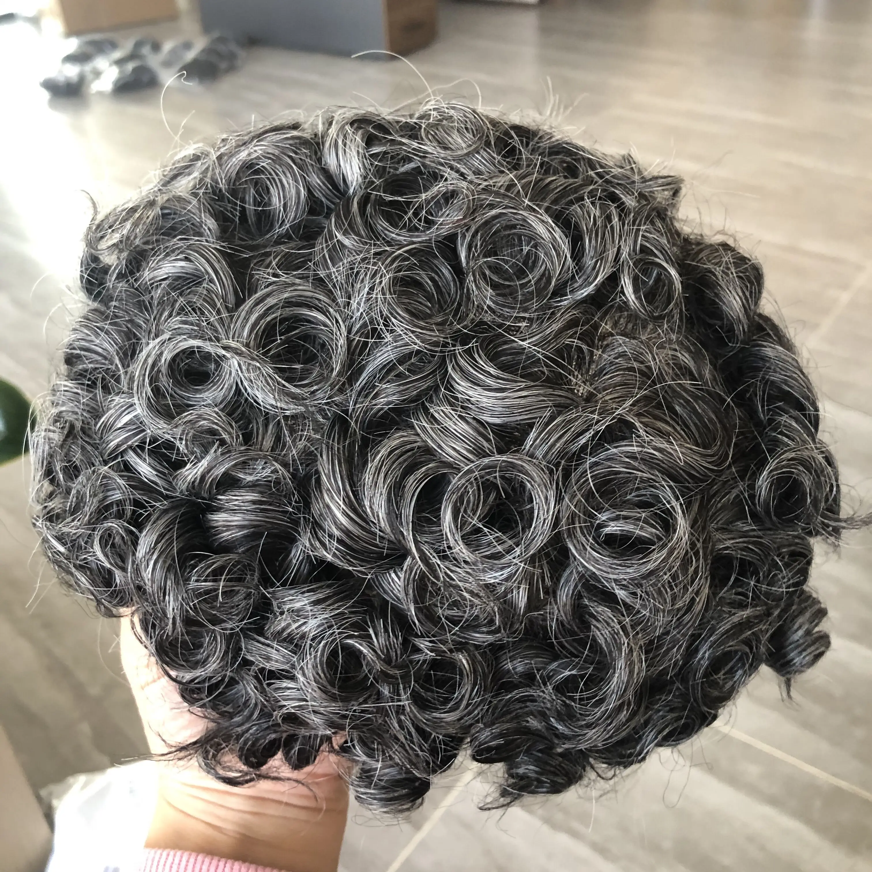 Серый коричневый натуральный парик simbeauty 20 мм