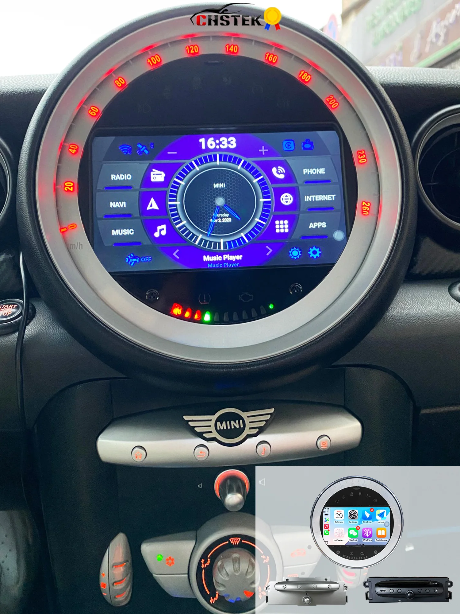 Фото Автомагнитола CHSTEK Android 14 с Carplay для BMW Mini Cooper R56 R55 R57 R58 S Clubman Clubvan, мультимедийный плеер с GPS, Wi-Fi и Bluetooth №1