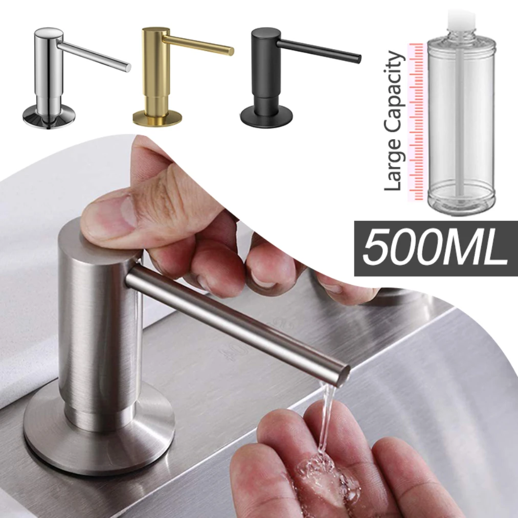 

500ml Built-in Pump kitchen Liquid Soap Bottle Brass Brushed Nickel Soap Dispenser Black Kitchen Hand Pressure Sink Counter Liqu