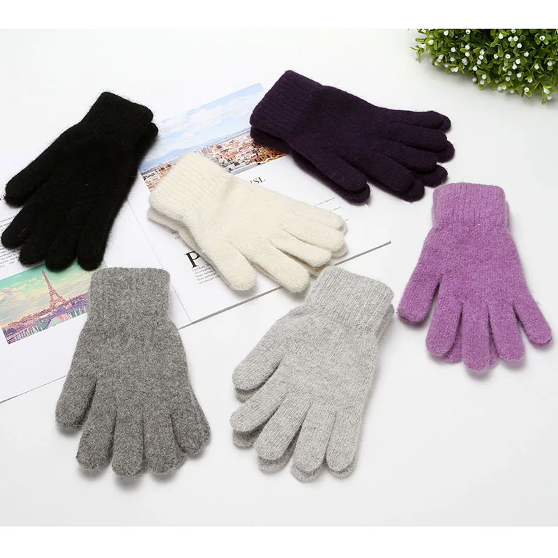 

2022 Women Woolen Full Finger Gloves Warm Thick Cycling Driving Fashion Men Winter Warm Knitted Outdoor Elastic Gloves