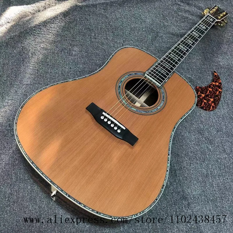 

Custom , solid red pine top, ebony fingerboard and bridge, real abalone shell binding, 41-inch high-quality d45 acoustic guita