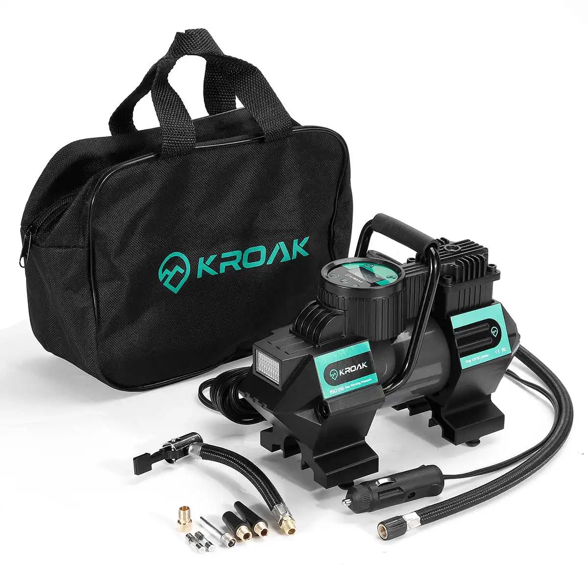 

150PSI Car Inflator Pump Tire Inflator w Digital Pressure Gauge LED Light Tire air Pump Heavy Duty Air Compressor for Motorcycle