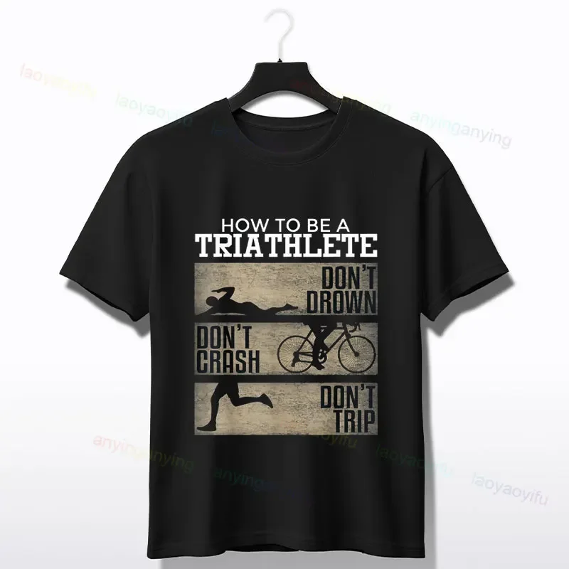Мужская футболка с рисунком для триатлона и папы из чистого хлопка круглым