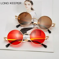 classic punk sunglasses men round metal frame sunglasses men vintage sun glasses for men spring leg punk oculo de sol gafa uv400