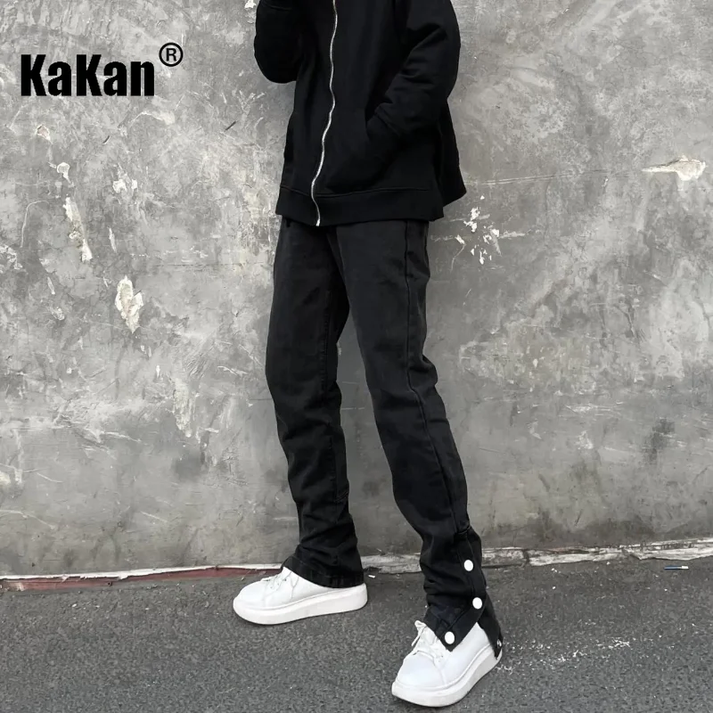 Kakan - New Side Breasted Jeans for Men, Summer High Street Hip Hop Straight Sleeve Loose Versatile Long Jeans K33