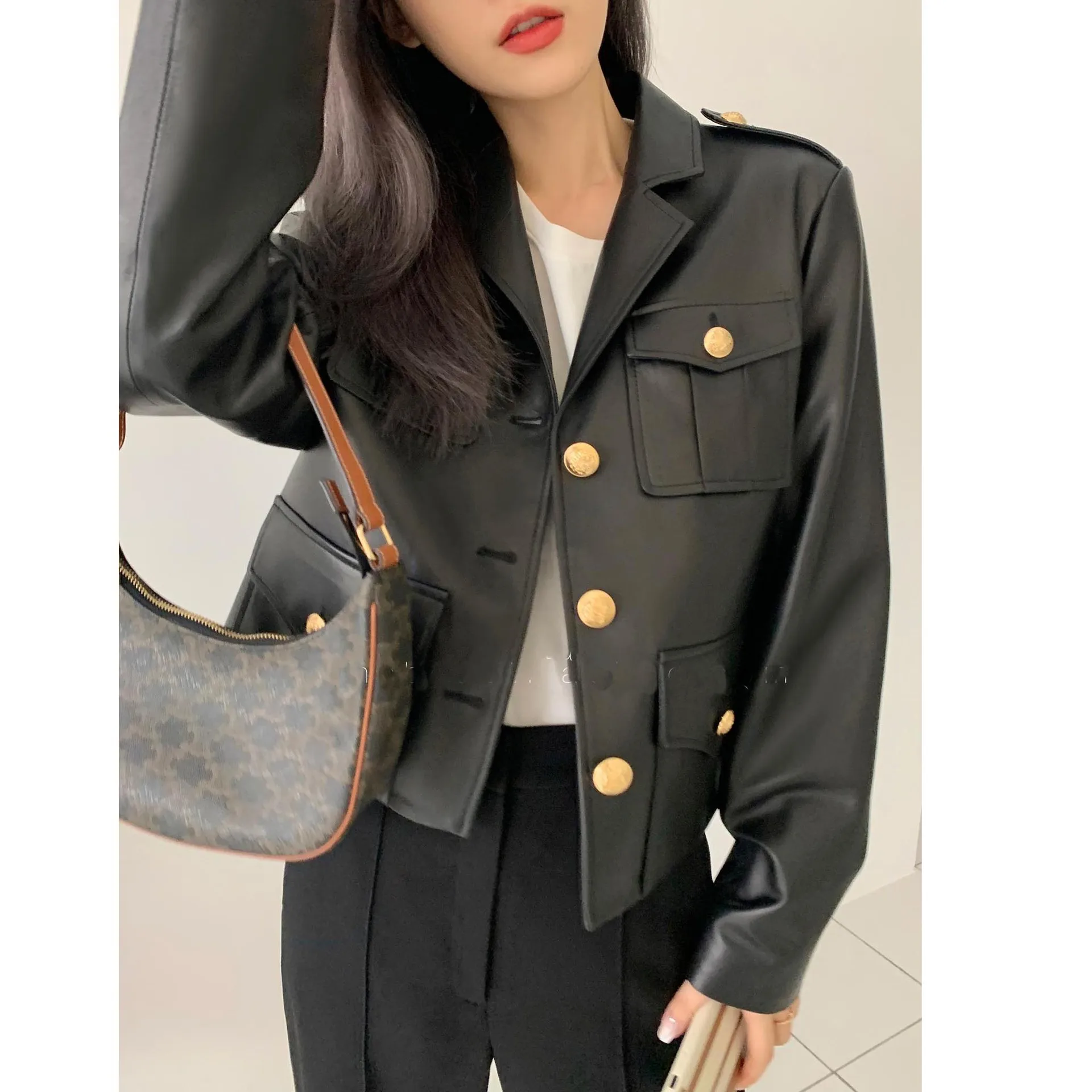 2022 New Real Leather Jacket Women Genuine Sheepskin Coat Loose Suit S10