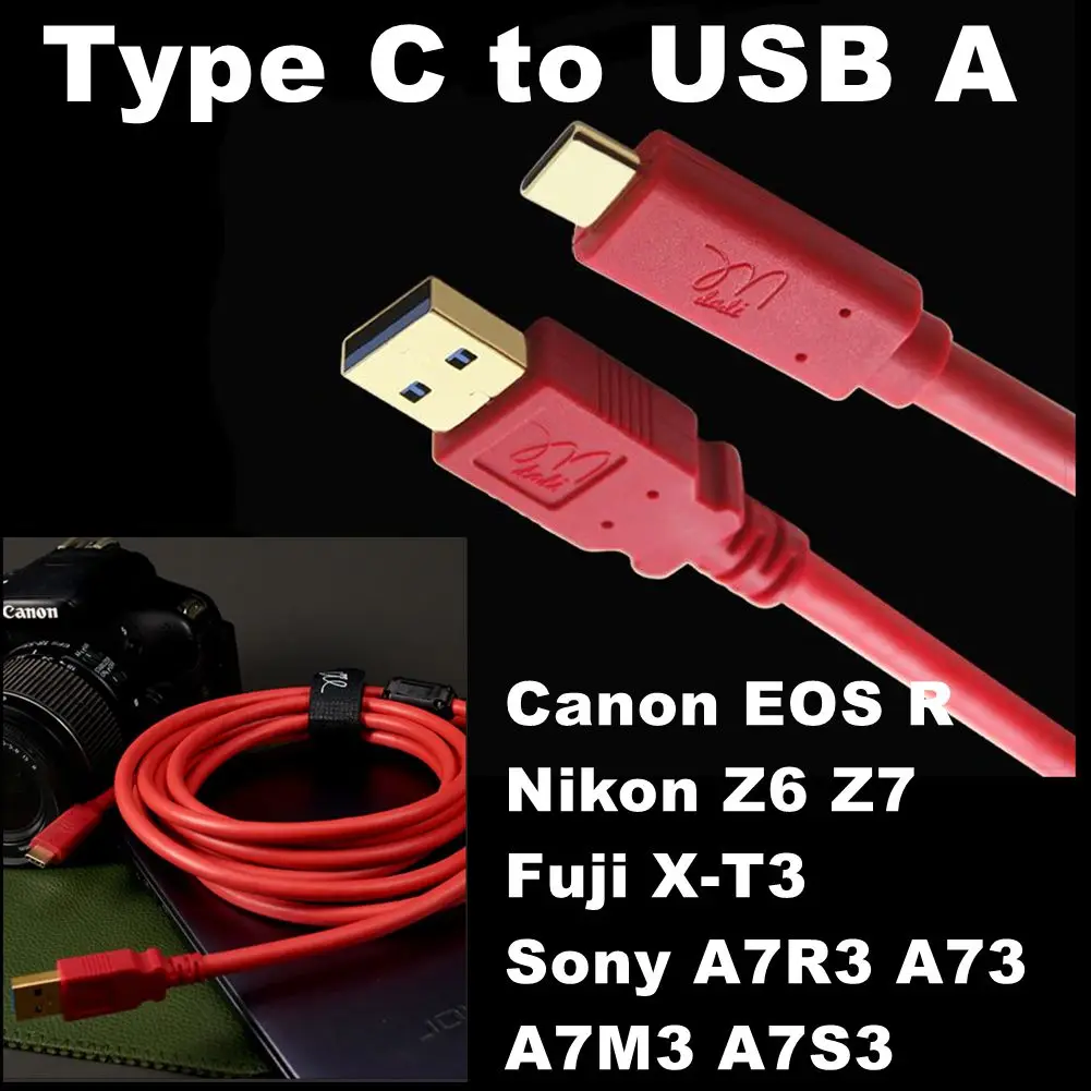 

TYPE C To USB A Digital Camera Shooting Line For Nikon Z6 Z7 Canon EOS R RP Fuji X-T3 Camera To Computer High Speed Data Cable