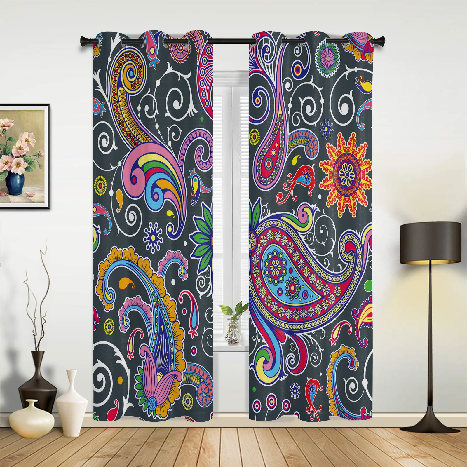 

Paisley Ethnic Retro Curtains for Bedroom Living Room Drapes Kitchen Children's Room Window Curtain Modern Home Decor
