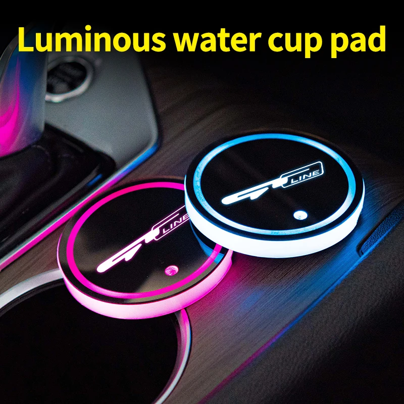 

Led Car Water Cup Mat Drink Holder for Kia Gt Gtline Ceed Forte Rio Stinger K3 K4 K5 Emblem Auto Interior Decorative Lights
