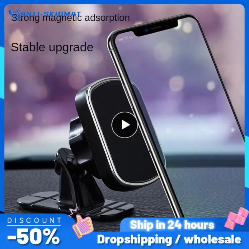 

Gps Support Magnetic Universal Car Phone Holder Multifunctional Portable Practical Mobile Phone Stand Square Silver Durable