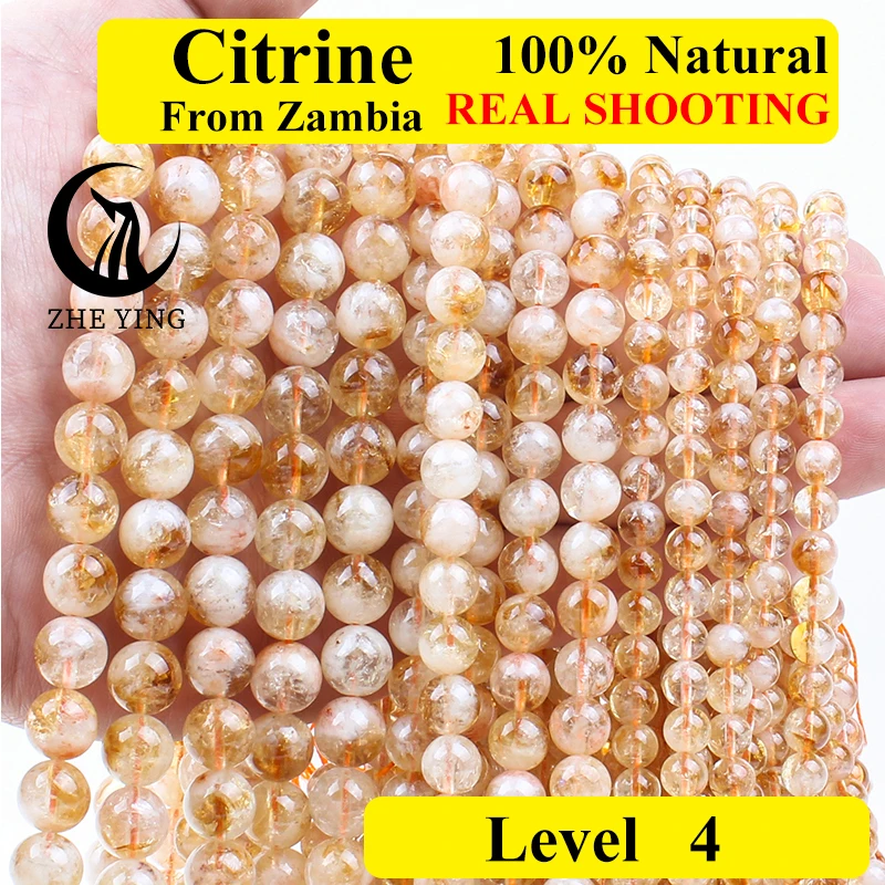 

Zhe Ying 100% Natural Citrine Stone Bead Round Gemstone Beads for Jewelry Making Diy Bracelet Accessory envio gratis ofertas