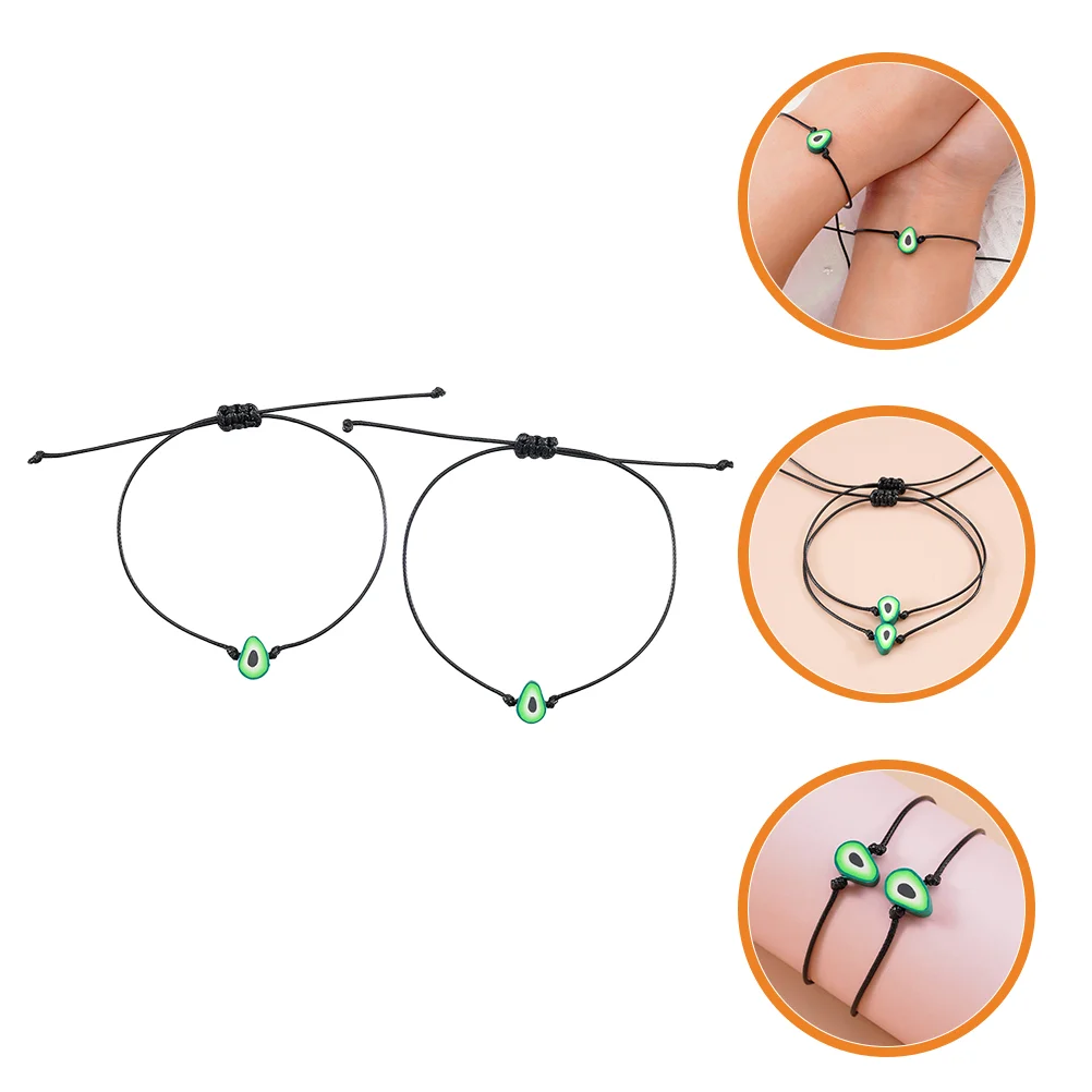 

Браслеты дружбы с авокадо, 2 шт., плетеные браслеты, женские браслеты