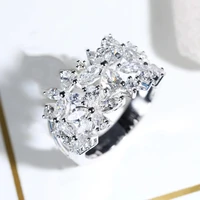 caoshi luxury flower rings with dazzling cz womens engagement accessories delicate design graceful jewelry for wedding party