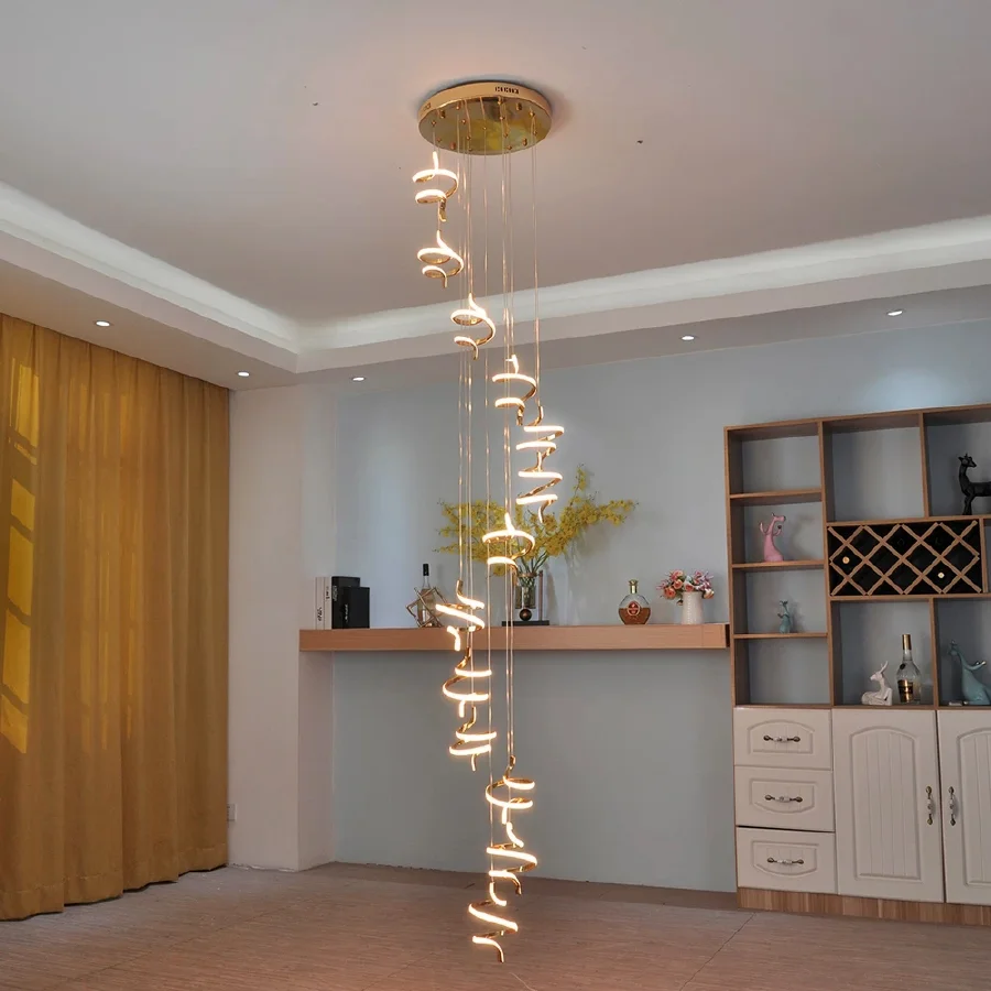 

New modern Pendant Lights lighting long loft indoor lighting kitchen led staircase hanging Pendant lamp fixtures lustre 90-260V