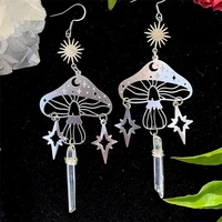 boho hollow mushroom drop earrings diy star tassel irregular crystal column earrings for women ethnic vintage jewelry bling